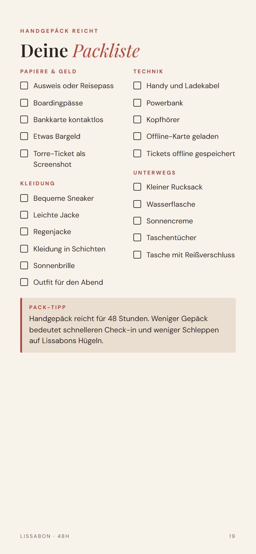 Packliste fürs Handgepäck