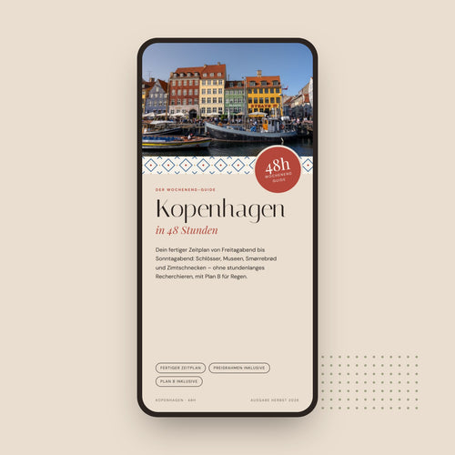 Cover des Reiseguides „Kopenhagen in 48 Stunden“ im Handyformat