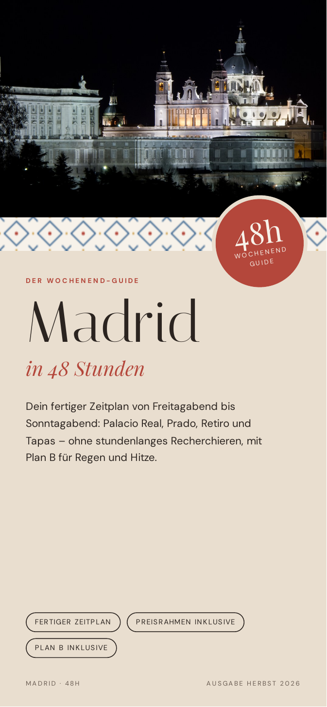 Cover des Reiseguides „Madrid in 48 Stunden“ im Handyformat