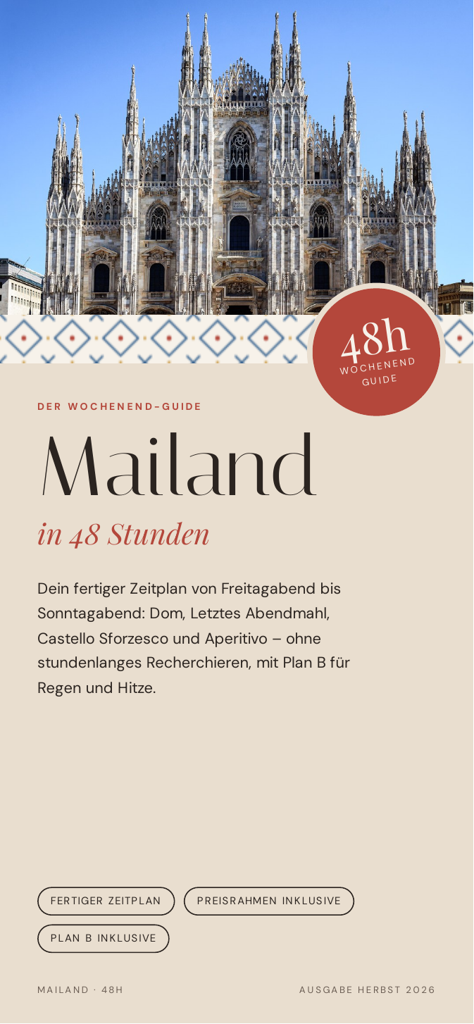 Cover des Reiseguides „Mailand in 48 Stunden“ im Handyformat