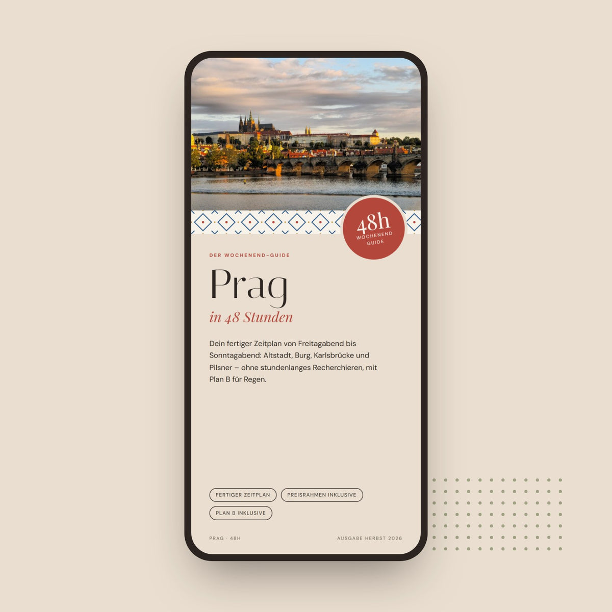 Cover des Reiseguides „Prag in 48 Stunden“ im Handyformat