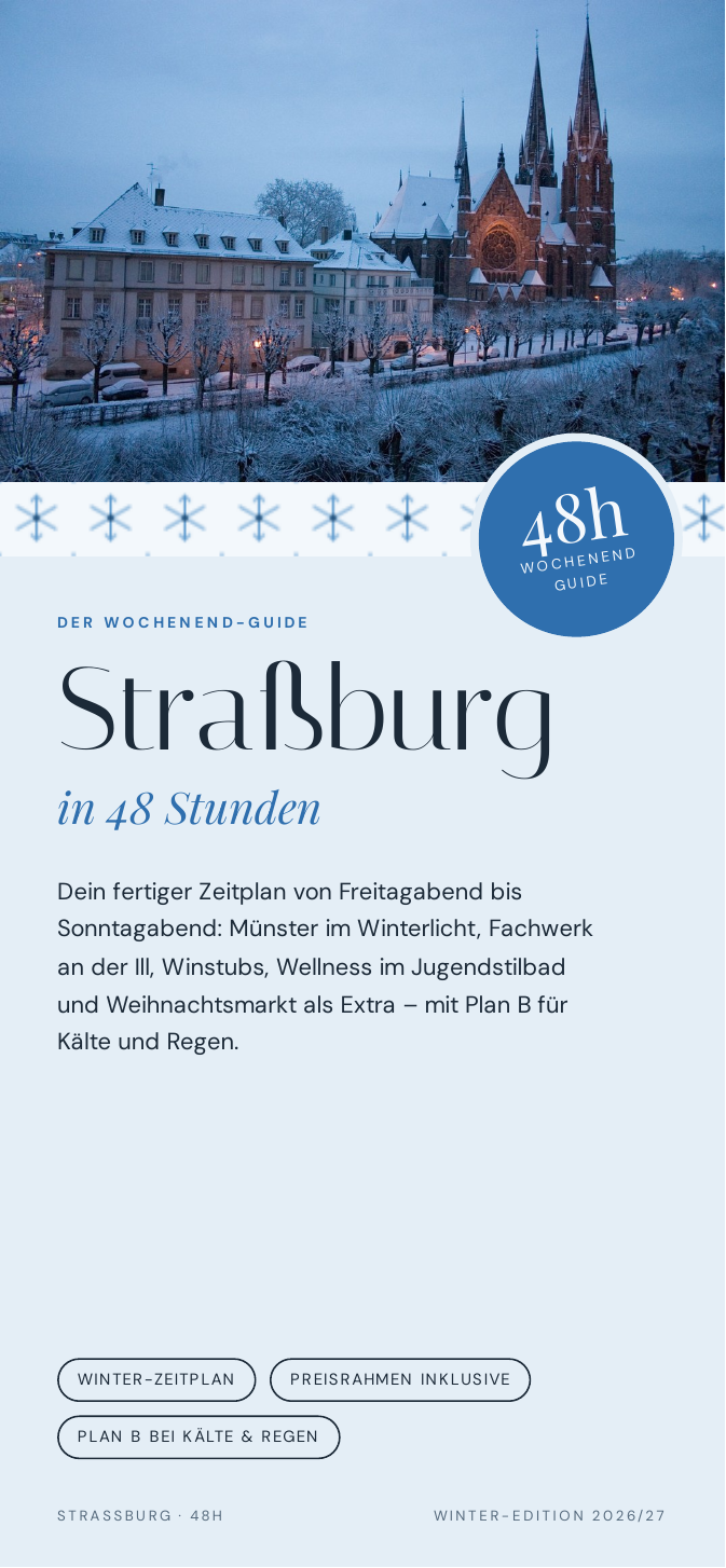 Cover des Reiseguides „Straßburg in 48 Stunden – Winter-Edition“ im Handyformat
