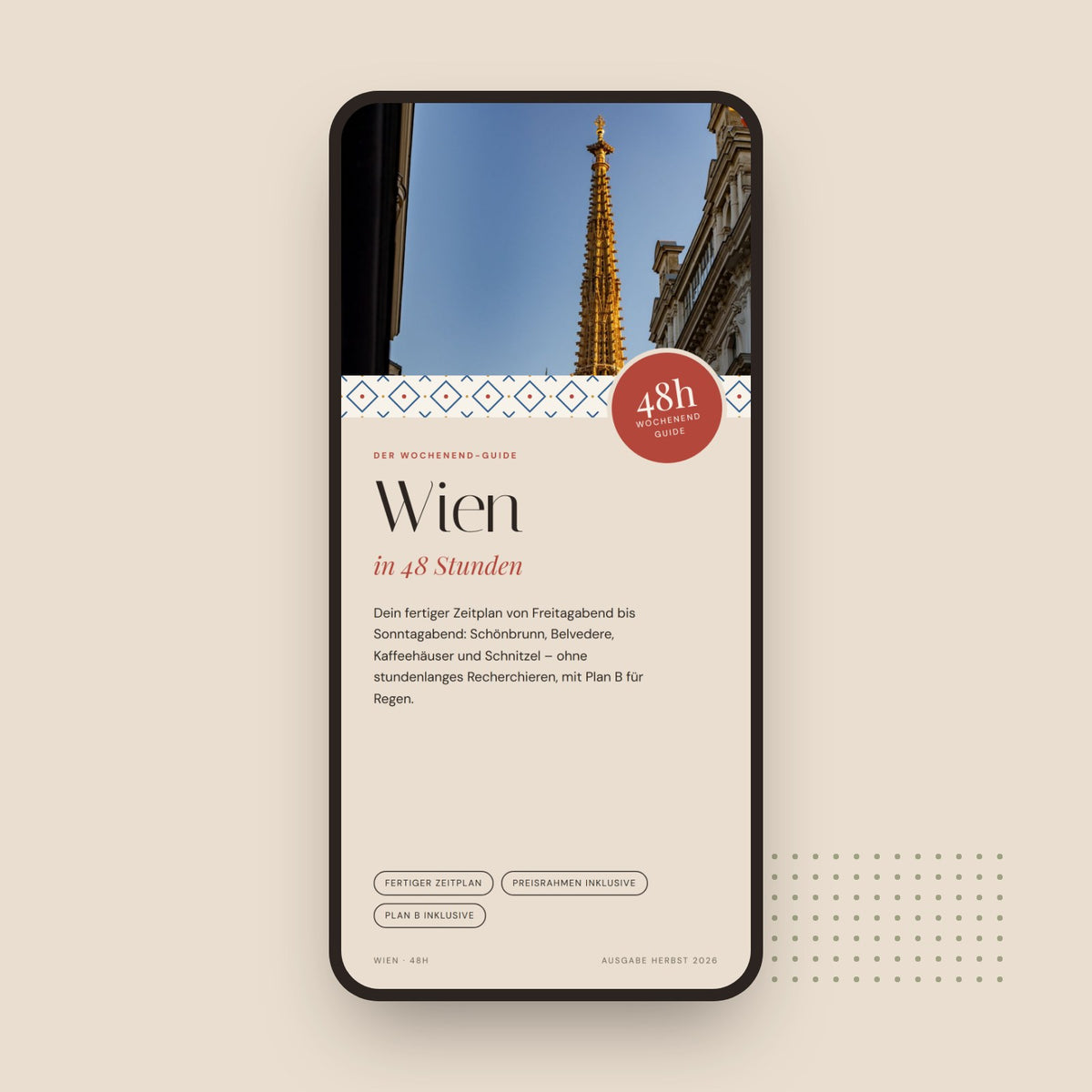Cover des Reiseguides „Wien in 48 Stunden“ im Handyformat